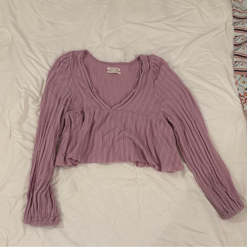 Urban Outfitters Pink Ribbed Long Sleeve Top
